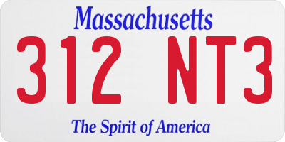 MA license plate 312NT3
