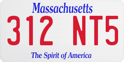 MA license plate 312NT5