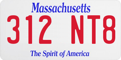 MA license plate 312NT8