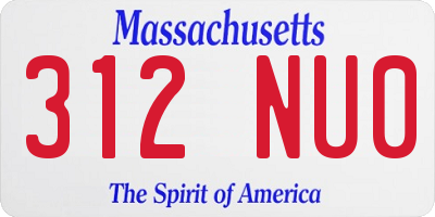 MA license plate 312NU0