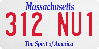MA license plate 312NU1