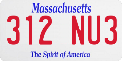 MA license plate 312NU3
