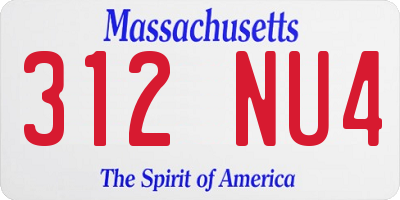 MA license plate 312NU4