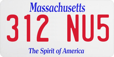 MA license plate 312NU5