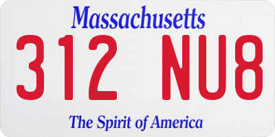 MA license plate 312NU8