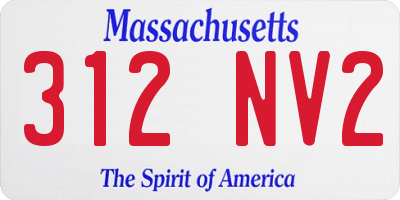 MA license plate 312NV2