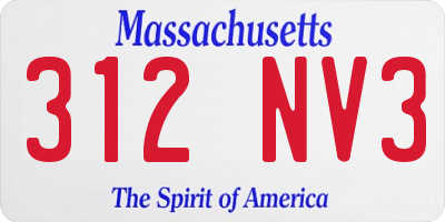 MA license plate 312NV3