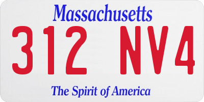 MA license plate 312NV4