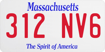 MA license plate 312NV6