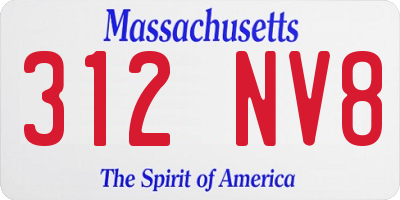 MA license plate 312NV8