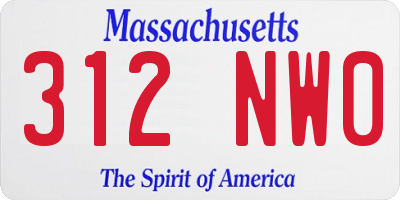 MA license plate 312NW0