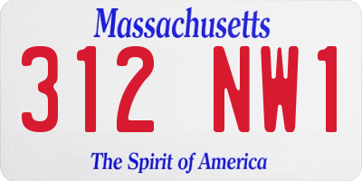 MA license plate 312NW1