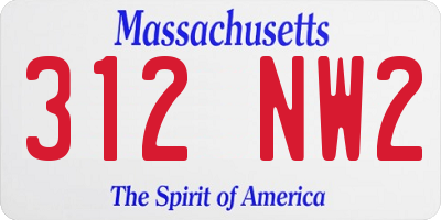 MA license plate 312NW2