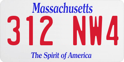 MA license plate 312NW4