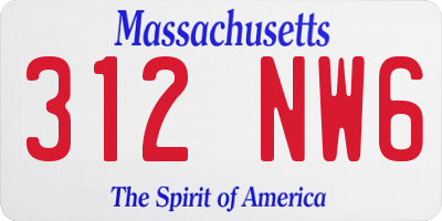 MA license plate 312NW6