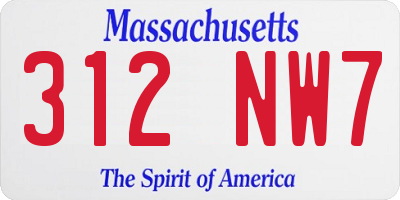 MA license plate 312NW7