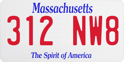 MA license plate 312NW8