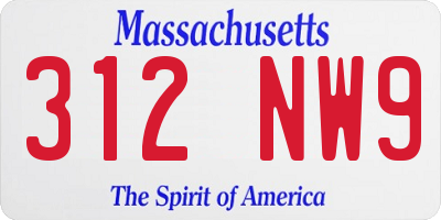 MA license plate 312NW9