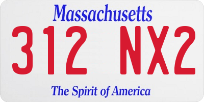 MA license plate 312NX2