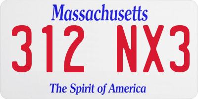 MA license plate 312NX3