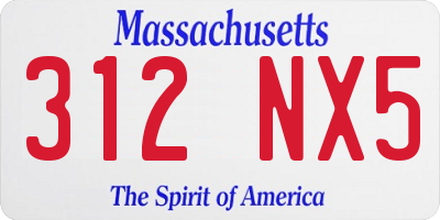 MA license plate 312NX5