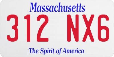 MA license plate 312NX6