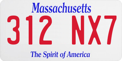 MA license plate 312NX7