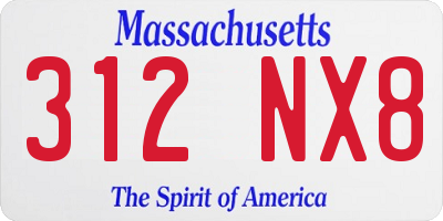 MA license plate 312NX8