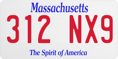 MA license plate 312NX9