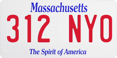 MA license plate 312NY0