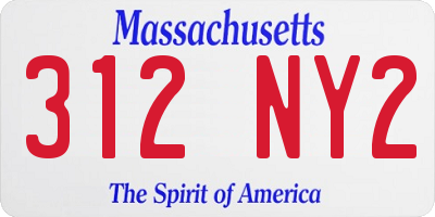 MA license plate 312NY2