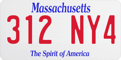 MA license plate 312NY4