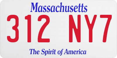 MA license plate 312NY7
