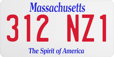 MA license plate 312NZ1