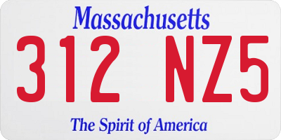 MA license plate 312NZ5