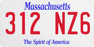 MA license plate 312NZ6