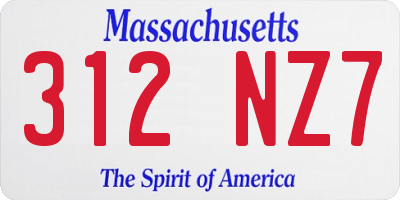 MA license plate 312NZ7