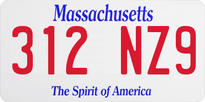 MA license plate 312NZ9
