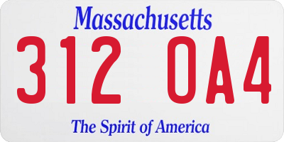 MA license plate 312OA4