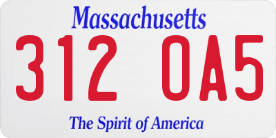 MA license plate 312OA5