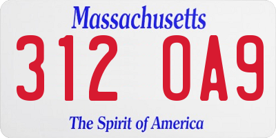 MA license plate 312OA9