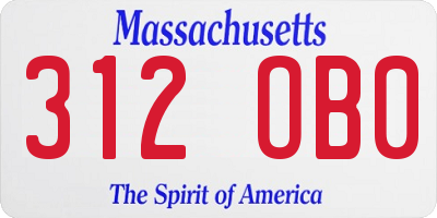 MA license plate 312OB0