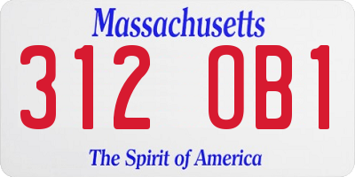 MA license plate 312OB1