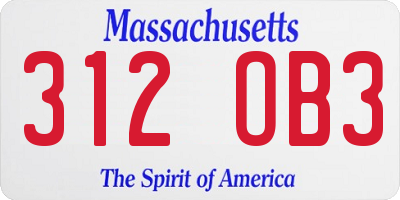 MA license plate 312OB3