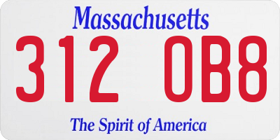 MA license plate 312OB8