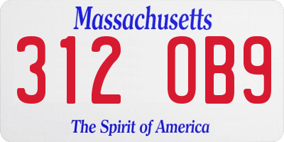 MA license plate 312OB9
