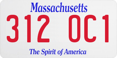 MA license plate 312OC1