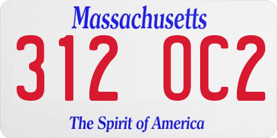 MA license plate 312OC2