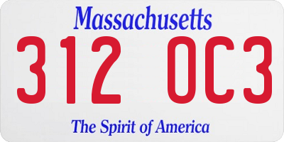 MA license plate 312OC3