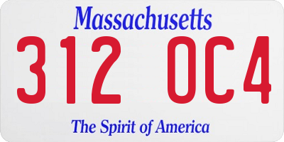 MA license plate 312OC4